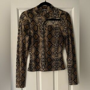 Brown Tan and Black snakeskin print Top